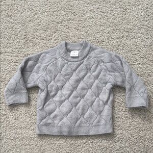 Zara Light Gray Quilted Knit Sweater